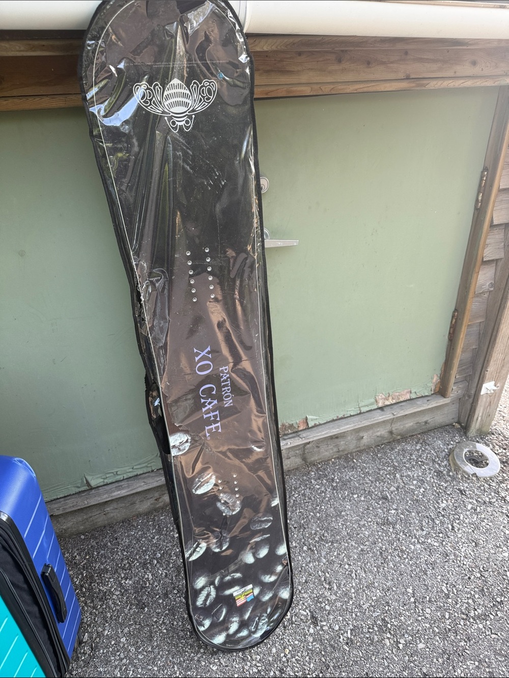 Patron XO Cafe Branded Snowboard Bag in Black with Brown Coffee Bean Print